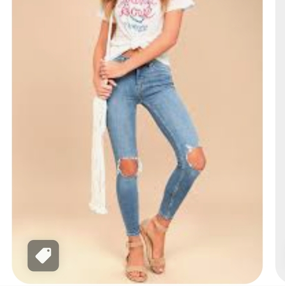 Free People Light Blue Skinny Jeans - Picture 2 of 7